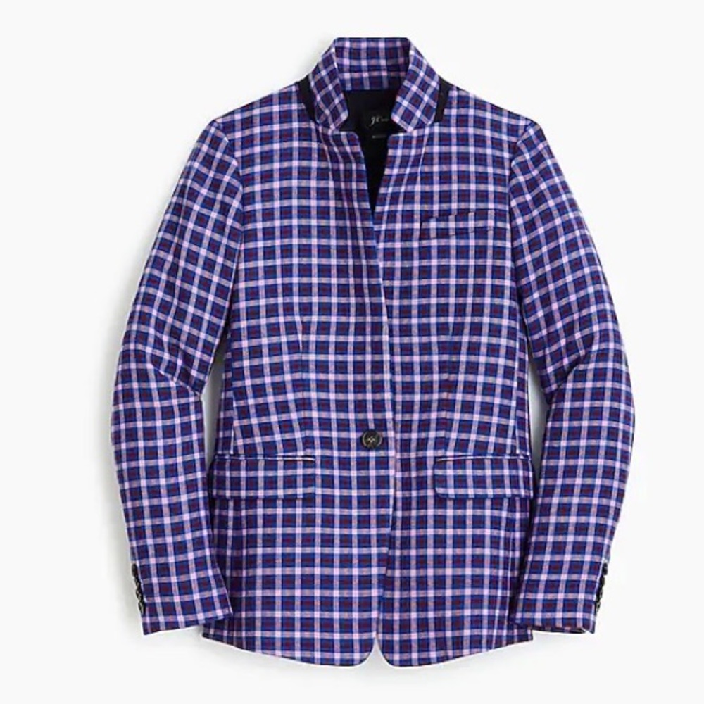 NWT J Crew Regent Blazer in Plaid - Size 6 - Color Mott Plaid Royal Petunia